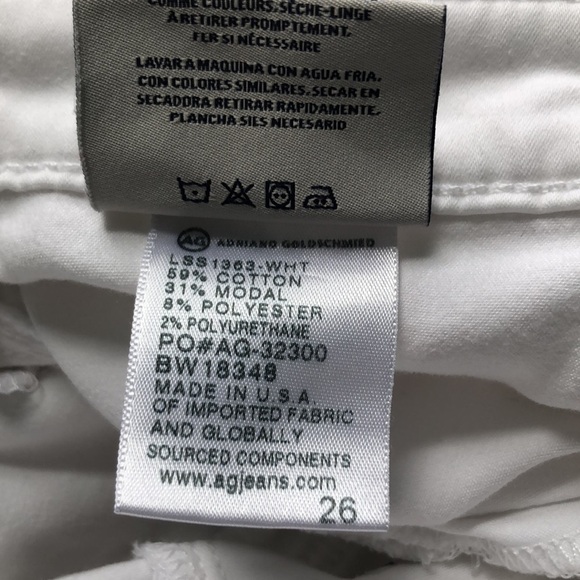AG Adriano Goldschmied The Stilt Crop Cigarette Crop White Jeans Size 26 - Picture 6 of 13